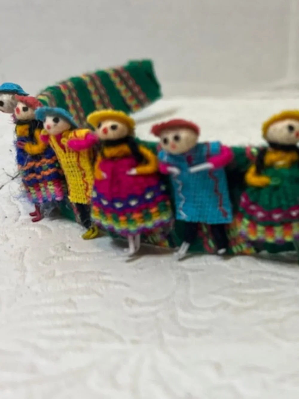 VTG Peruvian Worry Doll Headband Handmade Folk Art Colorful Traditional Attire